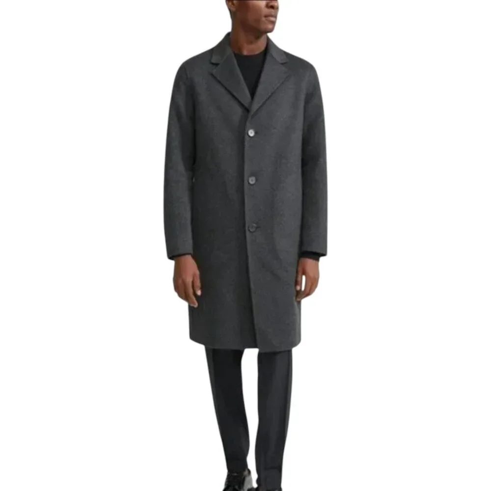 NWT THEORY Wool Cashmere Long Coat Delancey Double Faced Tailored Grey Winter - Picture 3 of 16